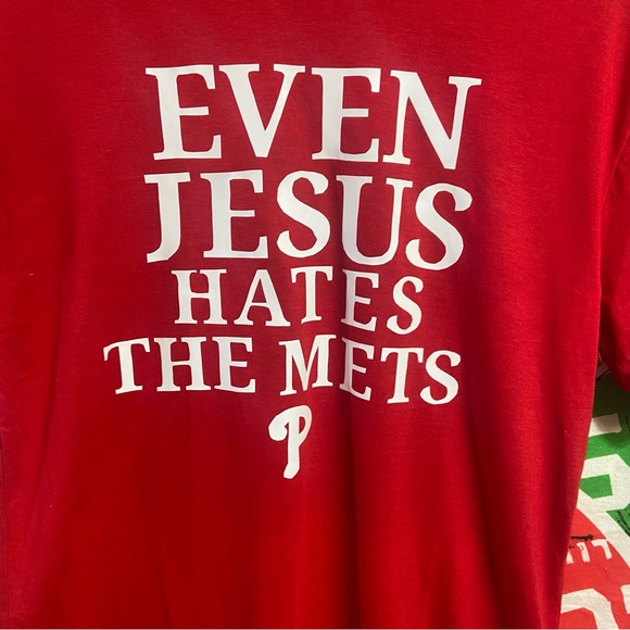 Custom Philadelphia Phillies Even Jesus Hates The Mets Teeshirt - Picture 2 of 3
